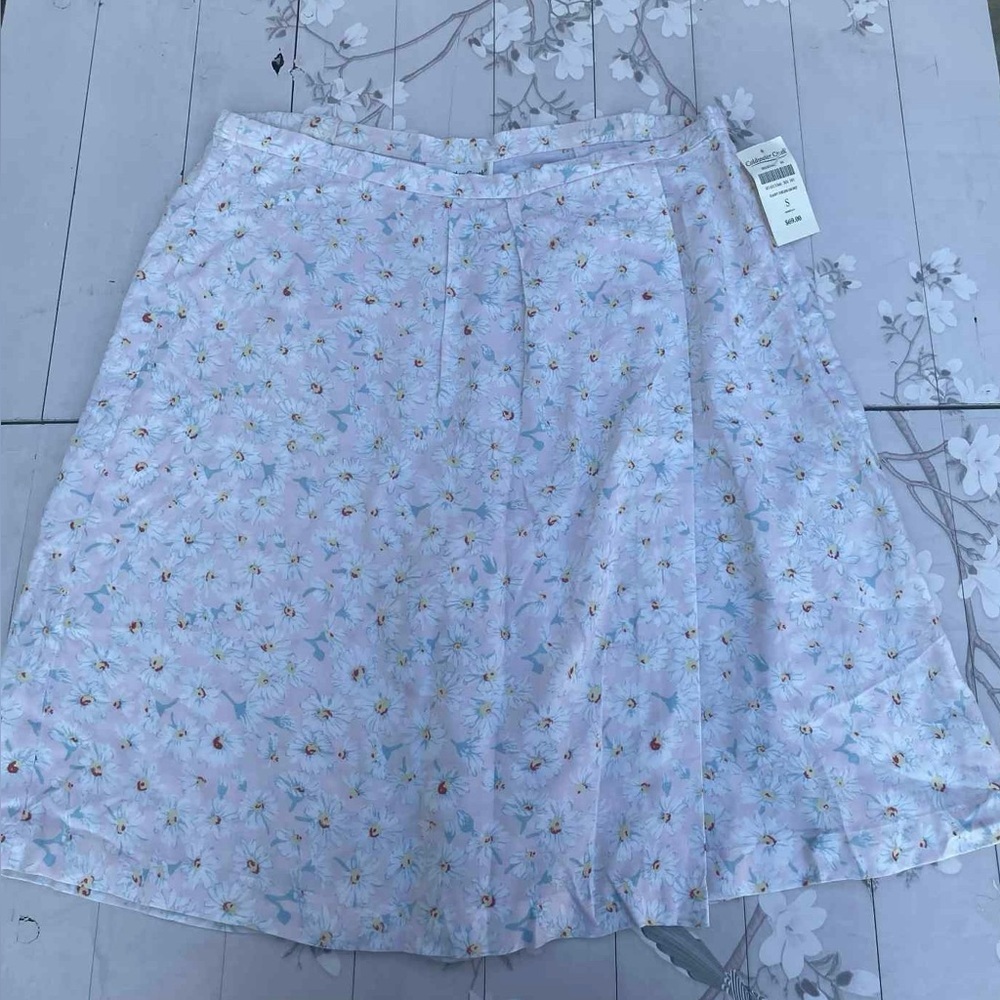 Coldwater Creek Light Pink Floral A-Line Skirt